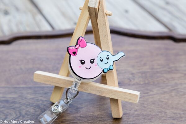 Egg and Sperm Badge Reel, Fertility Badge Reels, Medical ID Holder, Retractable Badge Reel, Interchangeable Badge Reel, OB1, MD1, NR1, MD1