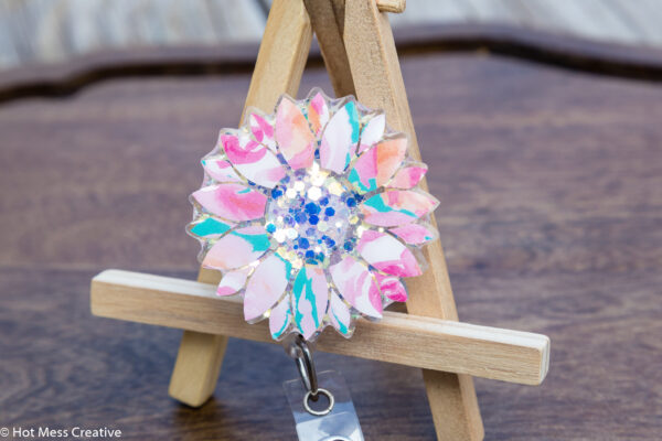 Floral Sunflower Badge Reel, Retractable Badge Reel, Interchangeable Badge Reel