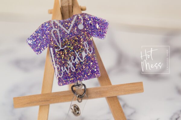 il_fullxfull.2996226537_q220 Personalized Scrub Top Glitter Badge Reel, badge ID, Retractable ID, Lanyard Badge Holder, Nurse Gift, MD1, PER