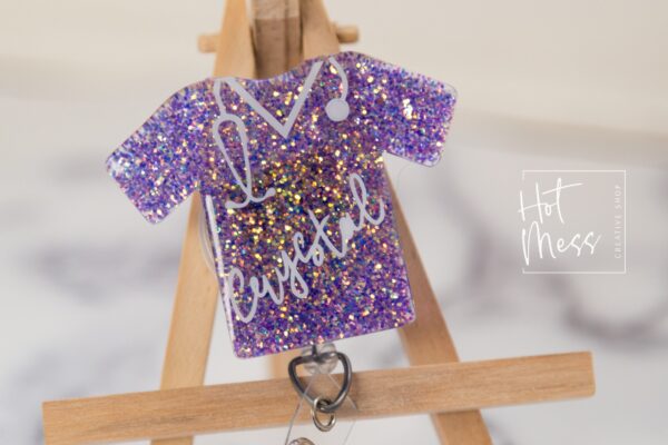 il_fullxfull.2996226637_dulu Personalized Scrub Top Glitter Badge Reel, badge ID, Retractable ID, Lanyard Badge Holder, Nurse Gift, MD1, PER