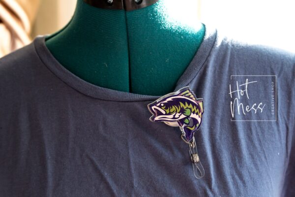 Fishing Badge Reel, RN ID Holder, Retractable Acrylic Badge Reel, Interchangeable Badge Reel