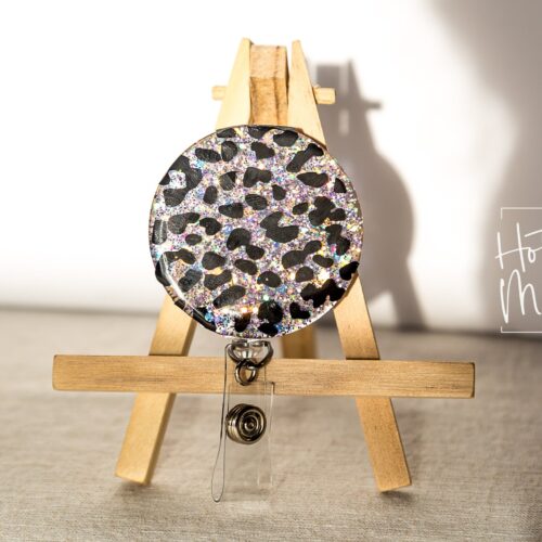 Leopard Print Badge Reel, Personalized Badge Reel, Leopard Print ID Holder,  Hospital Nurse Gift, Medical ID Holder