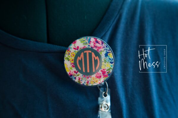 Monogram Badge Reel, Personalized ID Holder, Teacher Lanyard, Customized gift