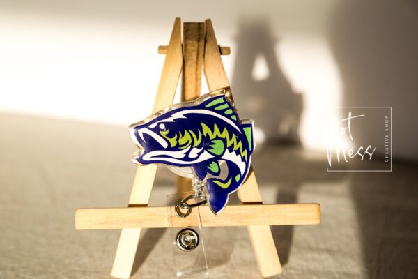 Fishing Badge Reel, RN ID Holder, Retractable Acrylic Badge Reel, Interchangeable Badge Reel