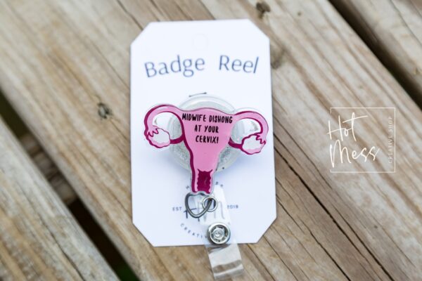 At Your Cervix Uterus Labor and Delivery Badge Reel, Retractable Lanyard, Interchangeable ID Holder, OBGYN, Midwife Badge,  funny nurse gift