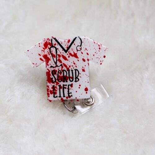 Bloody Scrub Life Funny Halloween Badge Reel,  Nurse Badge Reel, Emergency badge Reel, Haunted Houses Badge Reel, Hospital Badge Reel