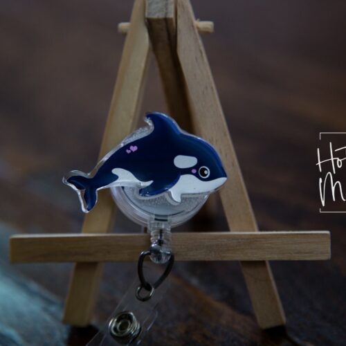 Orca Badge Reel, Teacher Badge holder, Marine Biologist gift, Retractable Badge Reel, Interchangeable Badge Reel