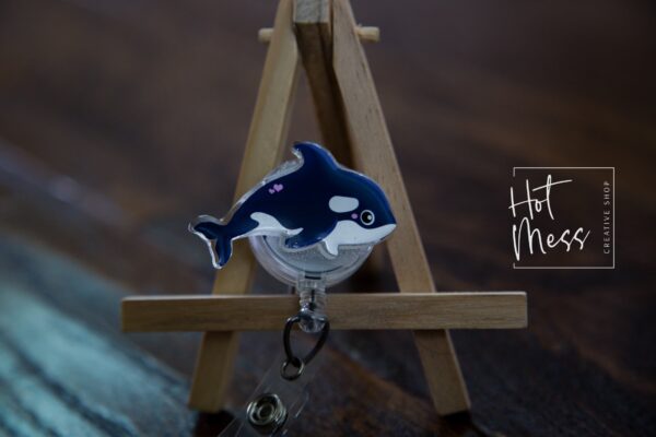 il_fullxfull.3278823811_8l5l Orca Badge Reel, Teacher Badge holder, Marine Biologist gift, Retractable Badge Reel, Interchangeable Badge Reel