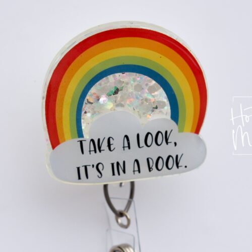 Librarian Badge Reel, Gift for book lover, Interchangeable Badge Reel, Retractable Badge Reel, Teacher Badge reel