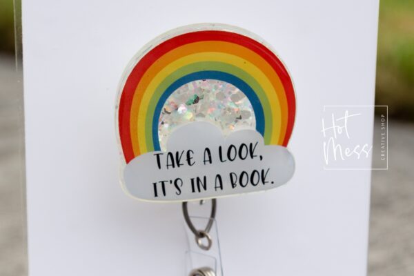 Librarian Badge Reel, Gift for book lover, Interchangeable Badge Reel, Retractable Badge Reel, Teacher Badge reel