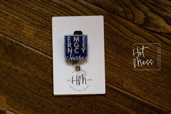 Emergency Nurse Badge Reel, Nurse Badge Reel, Retractable ID Holder, Interchangeable, Glitter Badge Reel