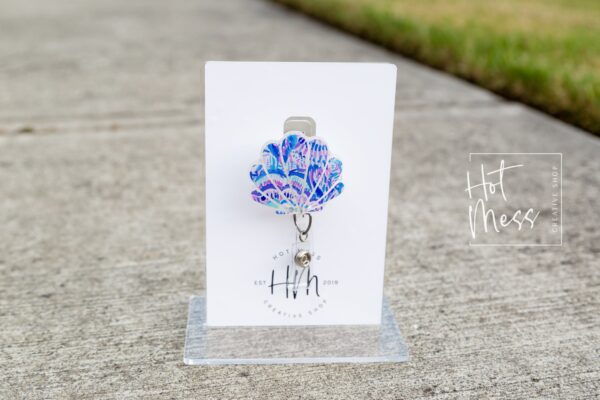 Shell badge reel, Mermaid badge reel, Retractable Acrylic Badge Reel, Nurse Gift, Teacher badge reel