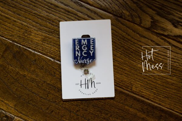 Emergency Nurse Badge Reel, Nurse Badge Reel, Retractable ID Holder, Interchangeable, Glitter Badge Reel