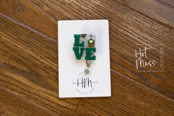 il_fullxfull.3436029258_fik6 Iced Coffee Badge Reel, Interchangeable ID Holder, Stocking Stuffer, Gift for Teacher