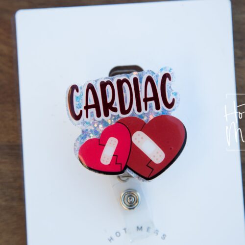 Cardiologist Badge Reel, Heart badge reel, Nurse Badge Reel, Retractable ID Holder, Interchangeable, Glitter Badge Reel