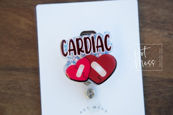 Cardiologist Badge Reel, Heart badge reel, Nurse Badge Reel, Retractable ID Holder, Interchangeable, Glitter Badge Reel