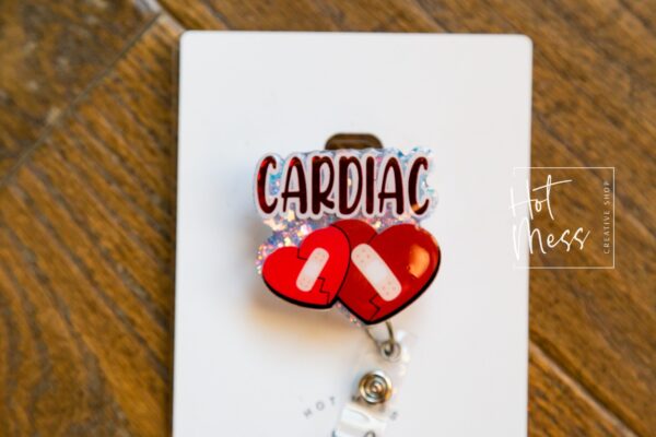 Cardiologist Badge Reel, Heart badge reel, Nurse Badge Reel, Retractable ID Holder, Interchangeable, Glitter Badge Reel
