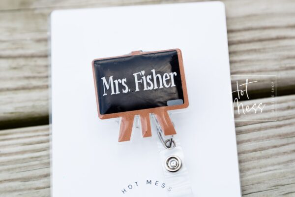 Personalized Teacher Chalk Board Funny Badge Reel, ID Holder, Interchangeable Badge Reel, Teacher Gift, Daycare Worker Badge