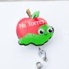 Personalized Apple and Caterpillar Teacher Funny Badge Reel, ID Holder, Interchangeable Badge Reel, Apple, Book worm, Teacher Gift