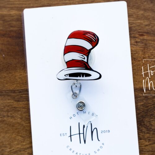 il_fullxfull.3578013928_5owi Cat Hat Badge Reel, Teacher Badge Reel, Librarian ID Holder, Interchangeable Badge Reel, Teacher Gift