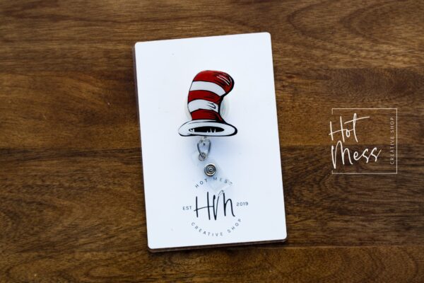 Cat Hat Badge Reel, Teacher Badge Reel, Librarian ID Holder, Interchangeable Badge Reel, Teacher Gift