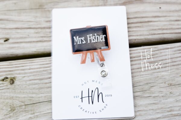 Personalized Teacher Chalk Board Funny Badge Reel, ID Holder, Interchangeable Badge Reel, Teacher Gift, Daycare Worker Badge