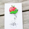 Personalized Apple and Caterpillar Teacher Funny Badge Reel, ID Holder, Interchangeable Badge Reel, Apple, Book worm, Teacher Gift