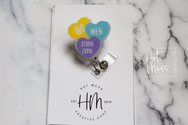 Valentines Day Badge Reel, Anti-Love Hearts,  Nurse Badge Reel, Retractable ID Holder, Interchangeable, Glitter Badge Reel