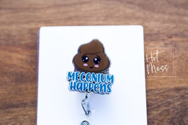 il_fullxfull.3625577489_o7nt Meconium Happens Funny Badge Reel, Labor and Delivery Badge Reel, Retractable Lanyard, OBGYN, Midwife Badge, nurse gift