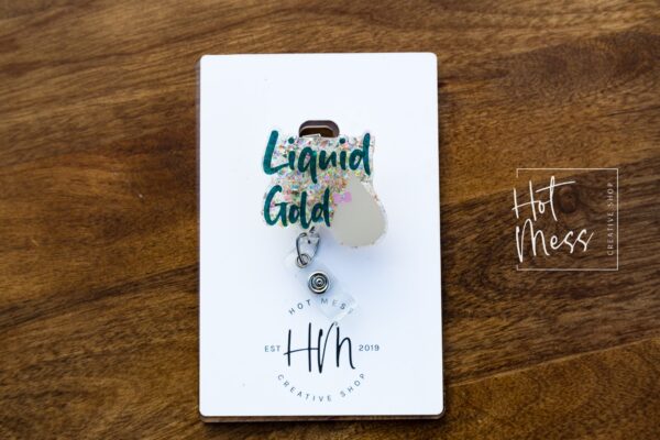 Liquid Gold Badge Reel, Lactation Consultant Retractable Lanyard, Interchangeable Badge Reel, Baby Nurse ID Badge Holder, RN Key Card