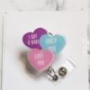 Valentines Day Badge Reel, Love Hearts,  Nurse Badge Reel, Retractable ID Holder, Interchangeable, Glitter Badge Reel