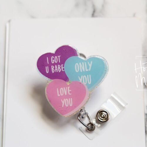 Valentines Day Badge Reel, Love Hearts,  Nurse Badge Reel, Retractable ID Holder, Interchangeable, Glitter Badge Reel