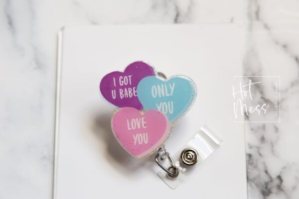 Valentines Day Badge Reel, Love Hearts,  Nurse Badge Reel, Retractable ID Holder, Interchangeable, Glitter Badge Reel