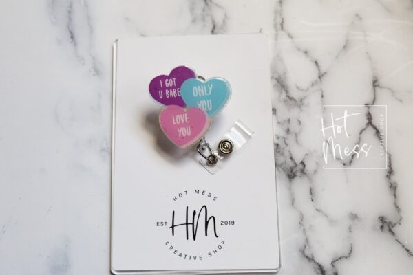 Valentines Day Badge Reel, Love Hearts,  Nurse Badge Reel, Retractable ID Holder, Interchangeable, Glitter Badge Reel