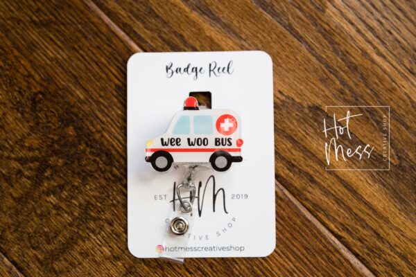 Wee Woo Ambulance Badge Reel, Funny Badge Reel, Retractable Badge Reel, Interchangeable Badge Reel, Stocking Stuffer