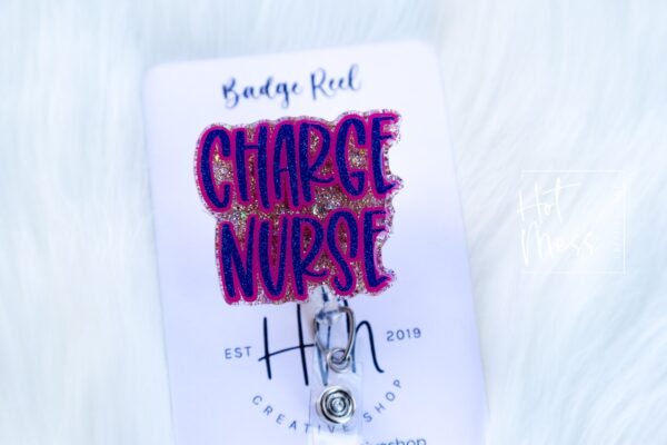 il_fullxfull.3667203105_41g5 Charge Nurse Funny Glitter Badge reel, badge ID, Retractable ID, Lanyard Badge Holder, Nurse Gift