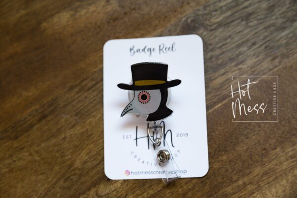 Plague Doctor Funny Badge Reel, RN ID Holder, Retractable Acrylic Badge Reel, Nurse Gift, Night Shift, Office Badge Reel