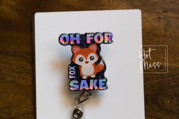 il_fullxfull.3680339617_9p9k Oh for Fox Sake Funny Badge Reel, Retractable Badge Reel, Interchangeable Badge Reel, Sarcasm Badge Reel
