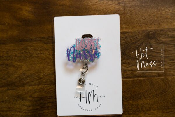 Hospice Nurse Funny Glitter Badge Reel, Interchangeable Retractable Badge Reel, Caregiver badge reel, Elderly assistant badge reel