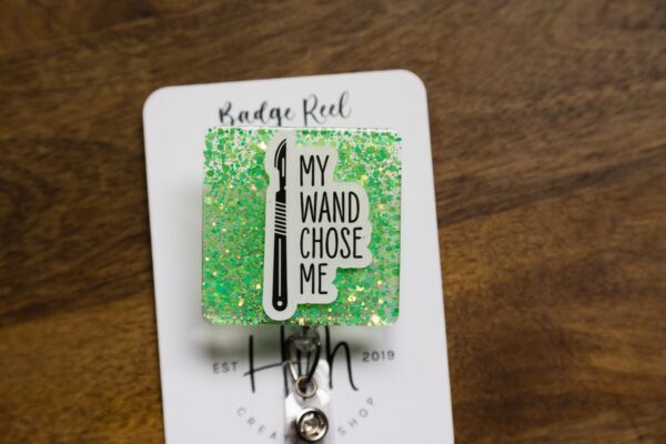 Surgical Tech Badge Reel, My wand choose me ID Holder, scrub tech ID Holder, Surgical Technologist Retractable Badge Reel, Stocking Stuffer