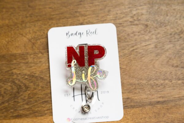 il_fullxfull.3700590482_sg5y NP Life Glitter Badge Reel, Nurse Practitioner badge id, Retractable ID, Lanyard Badge Holder, Nurse Gift