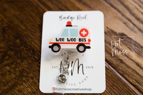 Wee Woo Ambulance Badge Reel, Funny Badge Reel, Retractable Badge Reel, Interchangeable Badge Reel, Stocking Stuffer