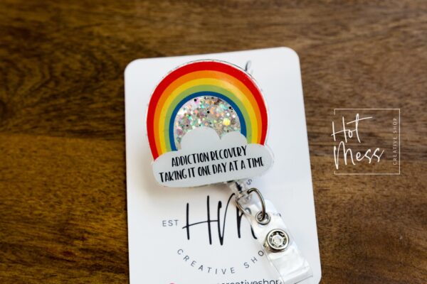 Addiction Recovery Badge Reel, RN ID Holder, Retractable Acrylic Badge Reel, Nurse Gift, Positive Badge Reel