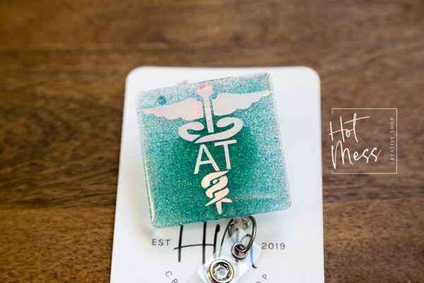 Athletic Trainer Badge Reel, Funny Badge Reel, RN ID Holder, Retractable Acrylic Badge Reel, AT Gift, Night Shift, Office Badge Reel