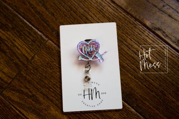 Phlebotomy Badge reel, RN ID Holder, Retractable Acrylic Badge Reel, Nurse Gift, Night Shift, Office Badge Reel