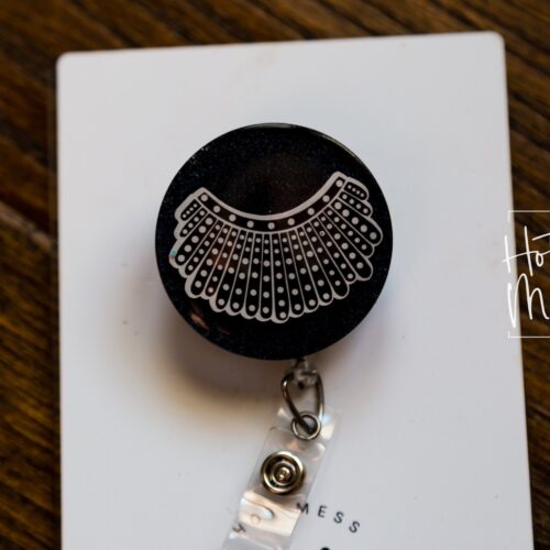 RBG Badge Reel, Law ID Holder, Paralegal Retractable Acrylic Badge Reel, Ruthe Bader Ginsburg, Liberal Badge Reel