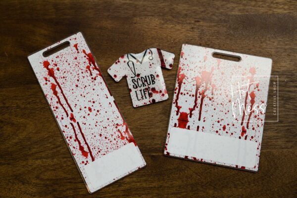 Blood Splatter Badge Buddy, Funny Medical Badge Buddy, ER, Paramedic