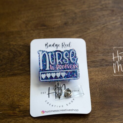 Blue Student Nurse Badge Reel, RN ID Holder, Retractable Acrylic Badge Reel, Nurse Gift, Night Shift, Baby Nurse ID Holder