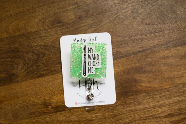 Surgical Tech Badge Reel, My wand choose me ID Holder, scrub tech ID Holder, Surgical Technologist Retractable Badge Reel, Stocking Stuffer