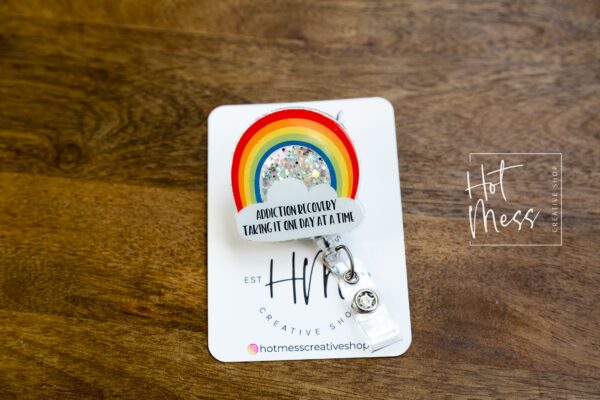 Addiction Recovery Badge Reel, RN ID Holder, Retractable Acrylic Badge Reel, Nurse Gift, Positive Badge Reel